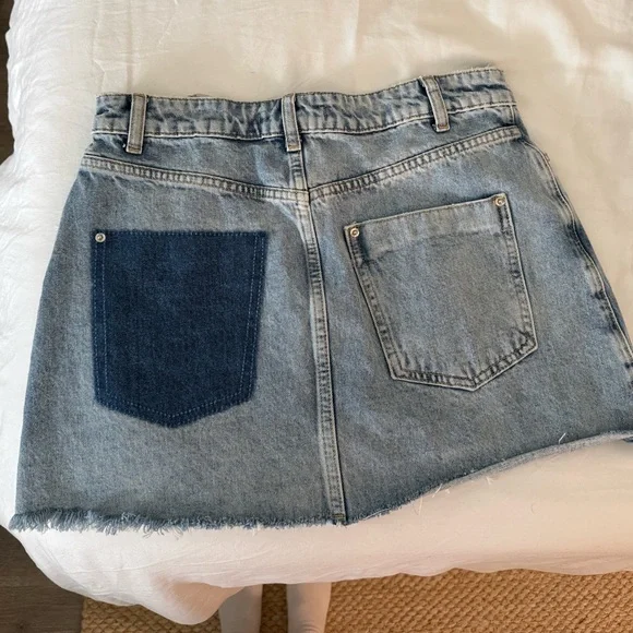 Zara Denim Mini Skirt Raw/distressed Hem Small - Picture 2 of 5